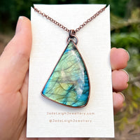 Turtle spirit animal necklace, copper and labradorite