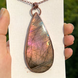 Copper labradorite dragon lightning pendant