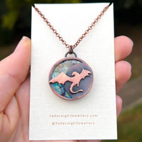 Copper labradorite dragon pendant