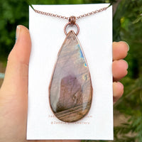 Copper labradorite dragon lightning pendant