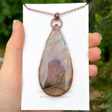 Copper labradorite dragon lightning pendant