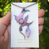 Copper dragon moon pendant with moonstone