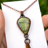 Wedge tailed eagle pendant, copper & labradorite