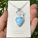 Larimar & moonstone moon phase pendant