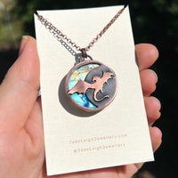Copper labradorite dragon pendant