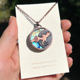 Copper labradorite dragon pendant