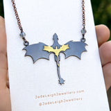 Dragons necklace, copper & brass