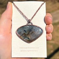 Wedge tailed eagle spirit animal necklace, copper and labradorite