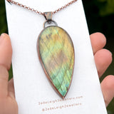 Copper labradorite dragon mountains pendant