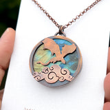 Copper labradorite dragon clouds pendant