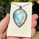 Copper labradorite dragon pendant