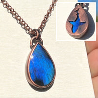 Shark spirit animal necklace, copper and labradorite