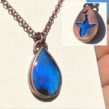 Shark spirit animal necklace, copper and labradorite