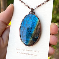 Copper labradorite dragon mountains pendant