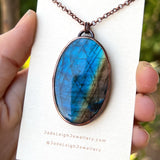 Copper labradorite dragon mountains pendant