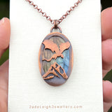 Copper labradorite dragon mountains pendant
