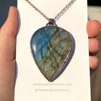 Copper labradorite dragon pendant