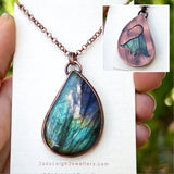 Manta ray totem spirit animal necklace, labradorite and copper