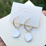 Silver pebble hoop earrings