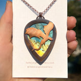 Copper labradorite dragon pendant