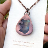 Koala silhouette necklace, labradorite and copper