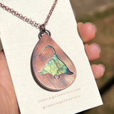 Manta ray totem spirit animal necklace, labradorite and copper