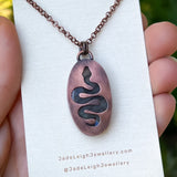 Snake silhouette necklace, labradorite and copper