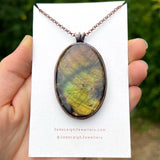 Copper labradorite dragon mountains pendant