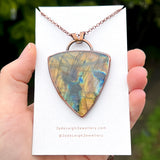 Copper labradorite dragon moon pendant
