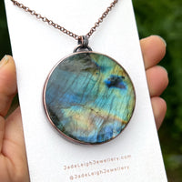 Copper labradorite dragon clouds pendant