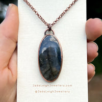 Whale totem spirit animal necklace, labradorite and copper