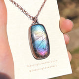 Shark spirit animal necklace, copper and labradorite