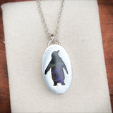 Penguin necklace, labradorite & sterling silver