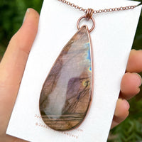 Copper labradorite dragon lightning pendant