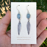 Aquamarine feather earrings