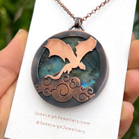 Copper labradorite dragon clouds pendant