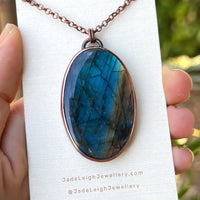Copper labradorite dragon mountains pendant