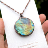 Copper labradorite dragon clouds pendant