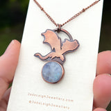 Copper moonstone dragon pendant