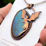 Copper labradorite dragon pendant