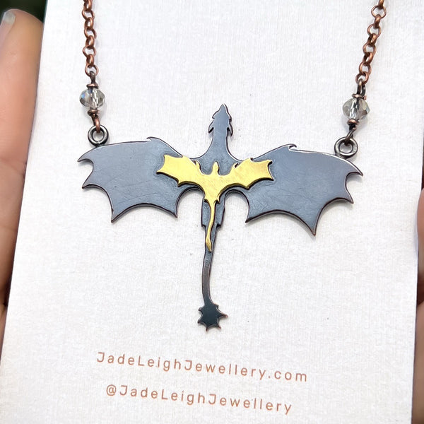 Dragons necklace, copper & brass