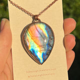 Copper labradorite dragon pendant