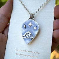 Iolite and mountains Night Court pendant