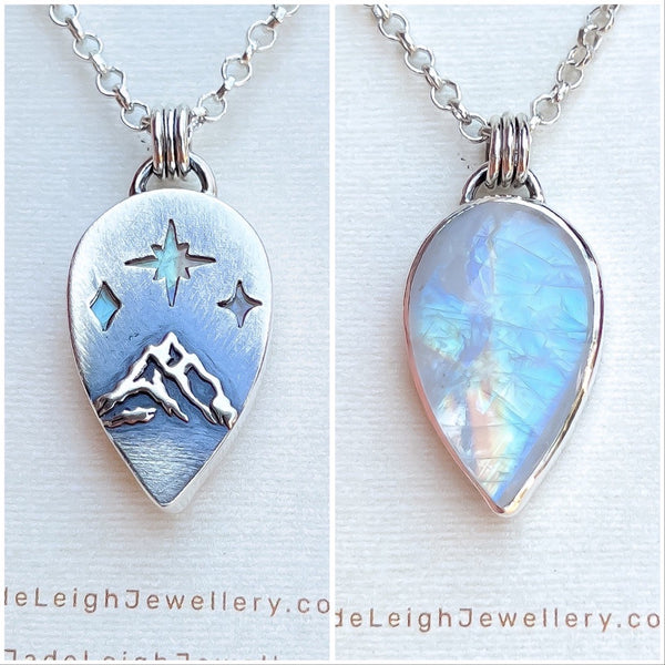 Moonstone and mountains Night Court pendant