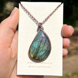 Manta ray totem spirit animal necklace, labradorite and copper