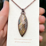 Leaves silhouette necklace, copper and labradorite