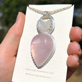 Crescent moonstone and rose quartz pendant