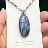 Mermaid silhouette necklace, labradorite and copper