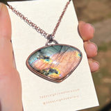 Wedge tailed eagle spirit animal necklace, copper and labradorite