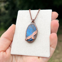 Wedge tailed eagle labradorite necklace, copper
